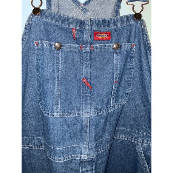 Dickies Mens Bib Overalls Blue Denim Cargo 42X30 100% Cottom - Picture 3 of 8